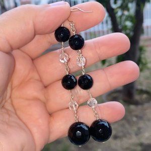 925 SS black onyx healing crystal earrings